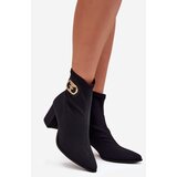 Zazoo Women's Heeled Boots With Gold Detail 3128 Black | shoptok.hr