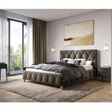 MID.YOU OBLAZINJENA POSTELJA 180 cm x 200 cm , les, kovina, tekstil, leseni material umazano rjava | Shoptok.si