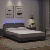 vidaXL Posteljni okvir z LED lučkami siv 140x190 cm umetno usnje | Shoptok.si