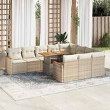 vidaXL 11-dijelni set vrtnih sofa od poliratana s jastucima bež bagrem | shoptok.hr