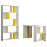 Hanah home lima - white, yellow whiteyellow study desk & bookshelf polica za knjige Cene