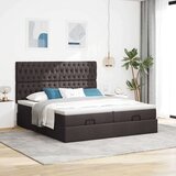 vidaXL Otomanski posteljni okvir z vzmetnicami rjav 200x200 cm blago | Shoptok.si