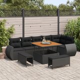 vidaXL 9 Komada Vrtni Sofa Set s Jastučićima, Crni Poliratan Akacija, 3 Komada Vrtni Obrok Set s Jastučićima, Crni Poliratan Akacija Cijene