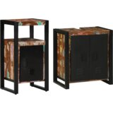 vidaXL Set namještaja za kupaonicu 2 pcs Smeđa masivno obnovljeno drvo | shoptok.hr