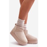 Boto FR1 Women's Snow Boots On Platform Insulated With Fur Light Beige Xamella | Shoptok.si