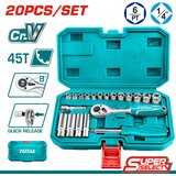TOTAL TOOLS 20-dijelni set alata nasadnih ključeva 1/4 SMALL, 1kg / INDUSTRIAL (THT141201) Cijene