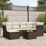 vidaXL 7-dijelni set vrtnih sofa od poliratana s jastucima smeđi | shoptok.hr