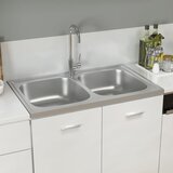 vidaXL Kuhinjski sudoper s dvije kadice srebrni 800x500x155 mm čelični | shoptok.hr