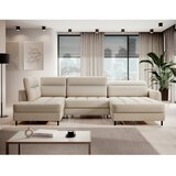 ELTAP Bež žametna raztegljiva/s prostorom za shranjevanje kotna sedežna garnitura (levi kot/v obliki črke "U") Berrto – | Shoptok.si