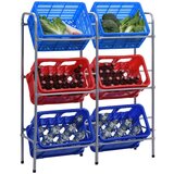 vidaXL Police za pohranu 6 sanduka srebrne 96 x 33 x 116 cm čelične | shoptok.hr