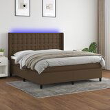 Maison Chic Box spring postelja - Vzmetna postelja z vzmetnico LED temno rjava 160x200cm blago SL22349, (21891809) | Shoptok.si