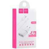 Hoco C12 dual USB punjač za iPhone bele boje | ePonuda.com