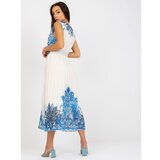 Fashion Hunters One size blue midi pleated dress with prints Cene