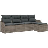 vidaXL set od 5 dijelova vrtnih sofa s jastučićima siva poli ratan, dvosed vrtna sofa s jastučićima siva poli ratan Cijene