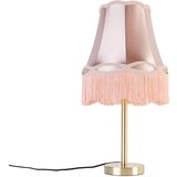 QAZQA Klasična namizna svetilka iz medenine z granny roza senčnikom 30 cm - Simplo | Shoptok.si
