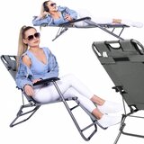 springos sklopiva vrtna ležaljka s podesivim položajem, siva | shoptok.hr
