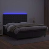  Box spring postelja z vzmetnico LED črna 180x200cm umetno usnje, (20790366) | Shoptok.si