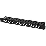 Logilink 19 cable management panel with front flap, 1U, black, ORCC01B