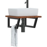  The Living Store Stenska polica za umivalnik jeklo in trdna hrastovina - Polica Za Umivalnik, (21554785) | Shoptok.si