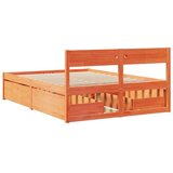 vidaXL Posteljni okvir s predali voščeno rjav 120x200 cm borovina | Shoptok.si