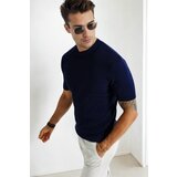 Dewberry 33307 Mens Crew Neck Short Sleeve Thin Knit Sweater-NAVY | shoptok.hr