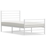 The Living Store Kovinski posteljni okvir z vzglavjem in vznožjem bel 90x200 cm - Posteljni Okvir, (21530605) | Shoptok.si