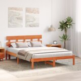 vidaXL Posteljni okvir z vzglavjem Vosek rjav 140x200 cm Trd les bor | Shoptok.si