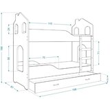 Molarem Home Drveni dječji krevet na kat Dominik Domek - PRINCEZA - rozi - 160x80 cm | shoptok.hr