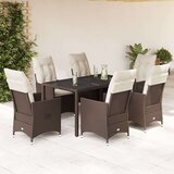 vidaXL 7-dijelni vrtni blagovaonski set s jastucima poliratan smeđi | shoptok.hr