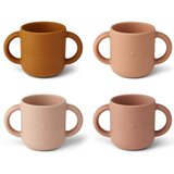 Liewood 4 dijelni set silikonskih šalica za učenje pijenja gene cat rose multi mix | shoptok.hr