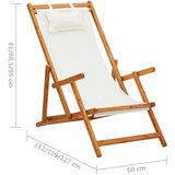  Sklopiva stolica za plažu od drva eukaliptusa i tkanine krem | shoptok.hr