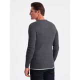 Ombre Men's cotton sweater with round neckline - graphite melange | Eponuda.ba