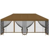 Paviljon s bočnim stranama 6 x 3 m Sivosmeđa Poliester i čelik | shoptok.hr