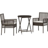  3-delni vrtni bistro set s blazinicami rjava poliratan, (22015492) | Shoptok.si