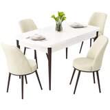 Hanah home trpezarijski set Rax, sto na razvlačenje i 4 stolice, bela ploča, braon noge, krem tkanina Babyface | Eponuda.com