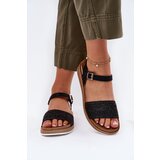 Inblu Women's sandals with weaving on strap Black Cene