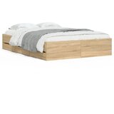 Maison Chic Posteljni okvir - Dvoposteljna postelja - Zakonska postelja s predali sonoma hrast 120x190cm inženirski les, (21694912) | Shoptok.si