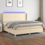  box spring s madracem LED krem 200x200 cm od tkanine | shoptok.hr