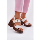 VINCEZA Ladies sandals on a chunky heel and platform White 17387 | Shoptok.si