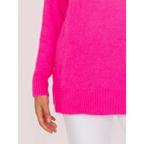 Fashion Hunters RUE PARIS fluo pink plain turtleneck sweater with long sleeves Cene