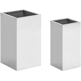 Set 2 kvadratnih cvetličnih loncev 23x23 cm 28x28 cm - nerjaveče jeklo, (21092787)