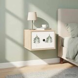  Wall-mounted noćni ormarić HANAU 2 kom. Hrast sonoma - Hrast sonoma Zeleni uzorak lišća 2 | shoptok.hr
