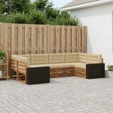  Set vanjskih sofa 6 kom. Prirodna i bež Čvrsto drvo akacije | shoptok.hr