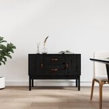 vidaXL Komoda črna 110x40x78 cm trdna borovina Cene