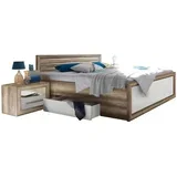 POSTELJNA GARNITURA 180 cm x 200 cm , leseni material barve hrasta, bela