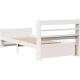  Okvir kreveta s uzglavljem bijeli 75x190 cm od borovine | shoptok.hr