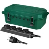 produžni kabl outdoor sa zaštitnom kutijom, 4 mesta, 5.0m, IP54, zelena