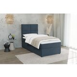 Ropez Temno modra oblazinjena postelja s prostorom za shranjevanje z letvenim dnom 90x200 cm Lena – | Shoptok.si