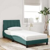  Postelja z vzmetnico temno zelena 80x200 cm žamet | Shoptok.si