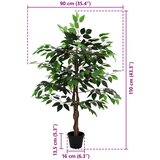  Umjetna ficus biljka Zelena 90 x 16 x 110 cm Tkanina i drvo | shoptok.hr